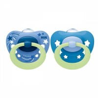 NUK Signature Night Silicone Soother 6-18 m with sterilizing box 2 pieces NUK Signature Night Silicone Soother 6-18 m with sterilizing box 2 pieces