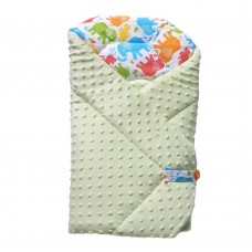  Одеяло и чувалче за бебе 2 в 1, зелено със слончета