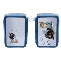 PASO School pencil case with three zippers Little Pets