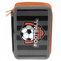 PASO School pencil case with three zippers Football