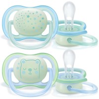 Philips Avent Залъгалки Ultra Air Night с кутия за стерилизация 0-6m, за момче Philips Avent Залъгалки Ultra Air Night с кутия за стерилизация 0-6m, за момче