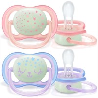 Philips Avent Залъгалки Ultra Air Night с кутия за стерилизация 0-6m, за момиче Philips Avent Залъгалки Ultra Air Night с кутия за стерилизация 0-6m, за момиче