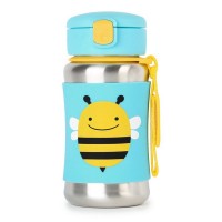 Skip * Hop Детска бутилка от стомана със сламка Zoo Пчеличка