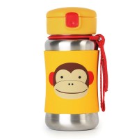 Skip * Hop Детска бутилка от стомана със сламка Zoo Маймунка