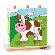 Woody Cube Puzzle on Pegs, Pets