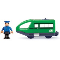 Woody Локомотив с батерия и машинист, зелен