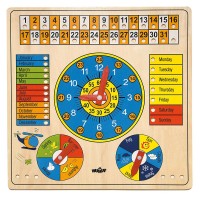 Woody Wooden calendar with clock