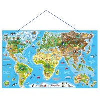 Woody Дървен пъзел с магнитни части Карта на света 