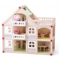 Woody Doll house with balcony and accessories Woody Doll house with balcony and accessories