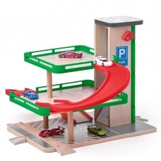 Woody Wooden parking garage with toy cars
