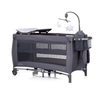 Chipolino Бебешка сгъваема кошара Бела, антрацит