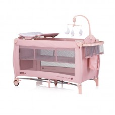 Chipolino Foldable travel cot Bella, pink marshmallow