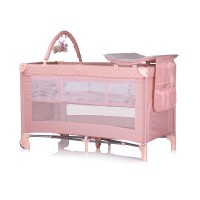 Chipolino Foldable travel cot Luna, pink marshmallow