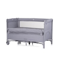 Chipolino Foldable travel cot with drop side and linen fabric Relax, cloud grey linen Chipolino Foldable travel cot with drop side and linen fabric Relax, cloud grey linen