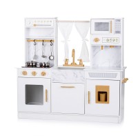 Chipolino Детска дървена кухня 83.5 см с 5 метални съда за готвене и LED осветление Chipolino Детска дървена кухня 83.5 см с 5 метални съда за готвене и LED осветление