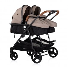 Chipolino Бебешка количка за близнаци Дуо Смарт, тирамису 
