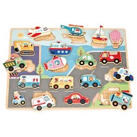 Lelin Toys Vehicles Wooden Puzzle
