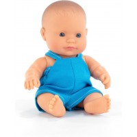 Miniland Кукла момче 21 см със син гащеризон Miniland Кукла момче 21 см със син гащеризон