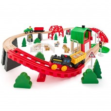 Woody Дървено влакче с релси Ферма, 60 части