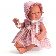 Asi Кукла-бебе Мария с розова рокля и шапка на квадрати