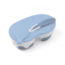 BabyOno Two Chambered Bowl with Lid and Spoon Blue