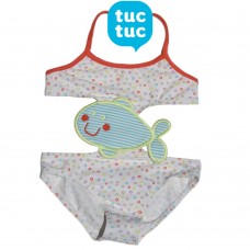 Tuc Tuc White printed trikini for girls