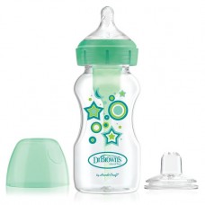 Dr.Brown's Преходно шише Wide-Neck Options+ 270 ml Green Stars Dr.Brown's Преходно шише Wide-Neck Options+ 270 ml Green Stars