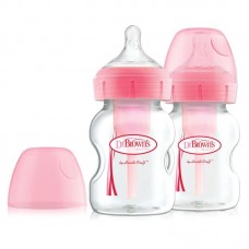 Dr.Brown's Wide-Neck Options+ Baby Bottle 150ml Pink , Set of 2 Dr.Brown's Wide-Neck Options+ Baby Bottle 150ml Pink , Set of 2