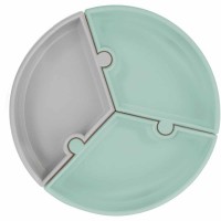 Minikoioi Silicone Baby Plate Puzzle Green - Grey Minikoioi Silicone Baby Plate Puzzle Green - Grey