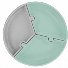 Minikoioi Silicone Baby Plate Puzzle Green - Grey