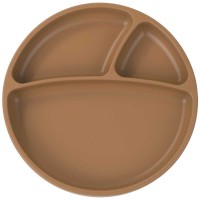 Minikoioi Silicone Baby Plate Portions Woody Brown