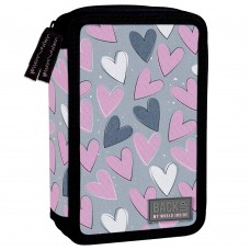 Back Up 2-layer Pencil Case with supplies DW04 Hearts