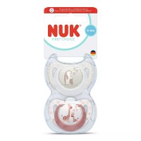 NUK First Choice Silicone baby soother 0-6 m 2 pcs, Penguin - Giraffe NUK First Choice Silicone baby soother 0-6 m 2 pcs, Penguin - Giraffe
