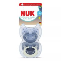 NUK First Choice Silicone baby soother Day&Night 0-6 m 2 pcs, Boy NUK First Choice Silicone baby soother Day&Night 0-6 m 2 pcs, Boy