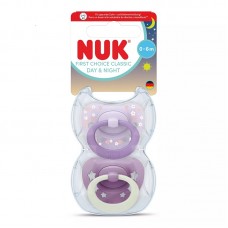 NUK First Choice Silicone baby soother Day&Night 0-6 m 2 pcs, Girl
