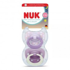 NUK First Choice Silicone baby soother Day&Night 6-18 m 2 pcs, Girl