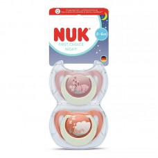 NUK First Choice Silicone baby soother Night 0-6 m 2 pcs, Bunny-Sheep