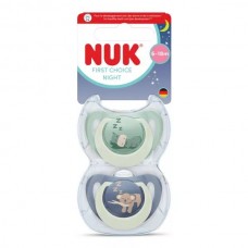 NUK First Choice Silicone baby soother Night 6-18 m 2 pcs, Hippo - Koala