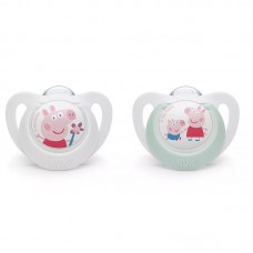NUK Биберон залъгалка силикон 0-6м, 2 броя Peppa Pig