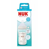 Nuk Perfect Match Стъклено шише 230мл със силиконов биберон M, 3м+ Дъга Nuk Perfect Match Стъклено шише 230мл със силиконов биберон M, 3м+ Дъга