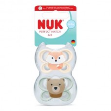 NUK Perfect Match Silicone baby soother 0-2 m Fox anf Bear