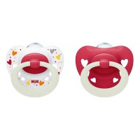 Nuk Силиконова залъгалка 6-18 месеца 2 броя Signature Night с кутийка, 2 цвята