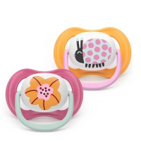 Philips Avent Залъгалки Ultra Air Happy с кутия за стерилизация 6-18m Розова Калинка