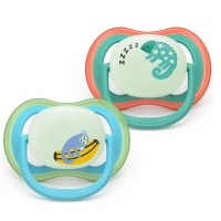 Philips Avent Pacifier ultra air Nighttime 6-18m Monkey and Chameleon
