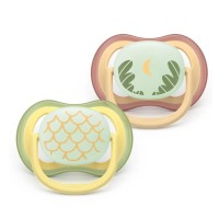 Philips Avent Залъгалки Ultra Air NightTime с кутия за стерилизация 0-6m пастелни, унисекс