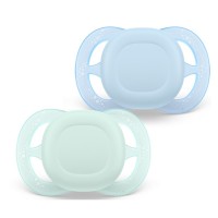 Philips Avent Залъгалки Ultra Start с кутия за стерилизация 0-2m, синя и зелена