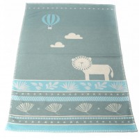 David Fussenegger Lena Cot Blanket, Organic Cotton Lion Blue