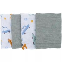 Bubaba by FreeON Памучни пелени 4 броя, Сини Bubaba by FreeON Памучни пелени 4 броя, Сини