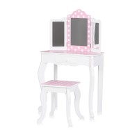 Chipolino Children's dressin table with stool, Pink dots