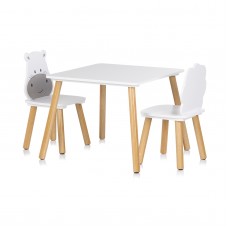 Chipolino Children's wooden set table with two chairs, Hippo and Lion Chipolino Children's wooden set table with two chairs, Hippo and Lion